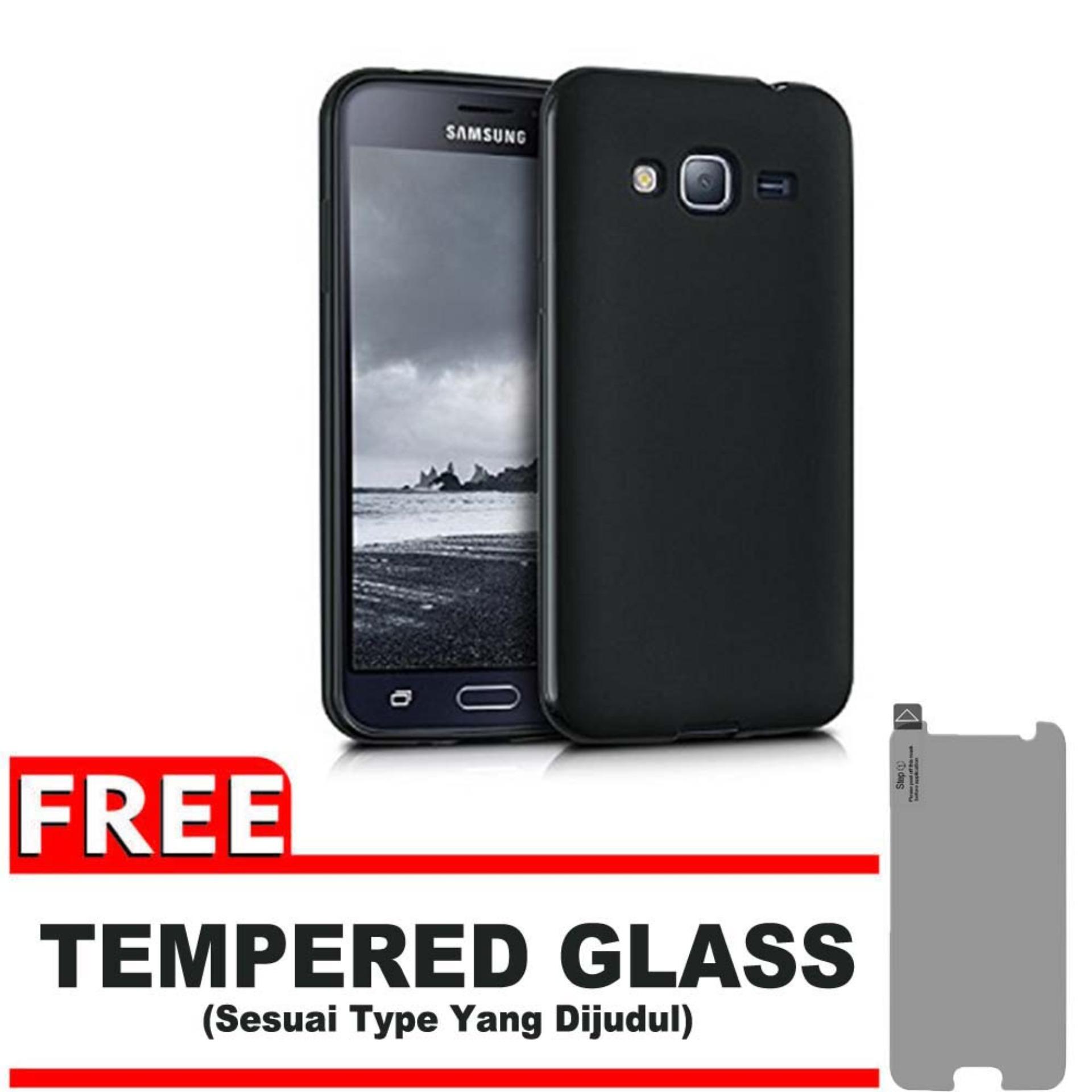 DarkNight for Samsung Galaxy J3 (Lama/Pertama) / J300 / J310 / J320 / 4G LTE / Duos| Slim Case Black Matte Softcase Premium (Anti Minyak/Anti Sidik Jari) - Gratis Free Tempered Glass Protector - Hitam Doff