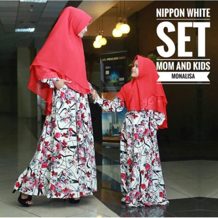 (TERBARU) (B) Gamis Couple Monalisa Wolfis Wolvis Woolpeach Nippon Merah Mom Kids Ibu Anak Murah Syar'i Cantik (Gamis Ibu & Anak XL)