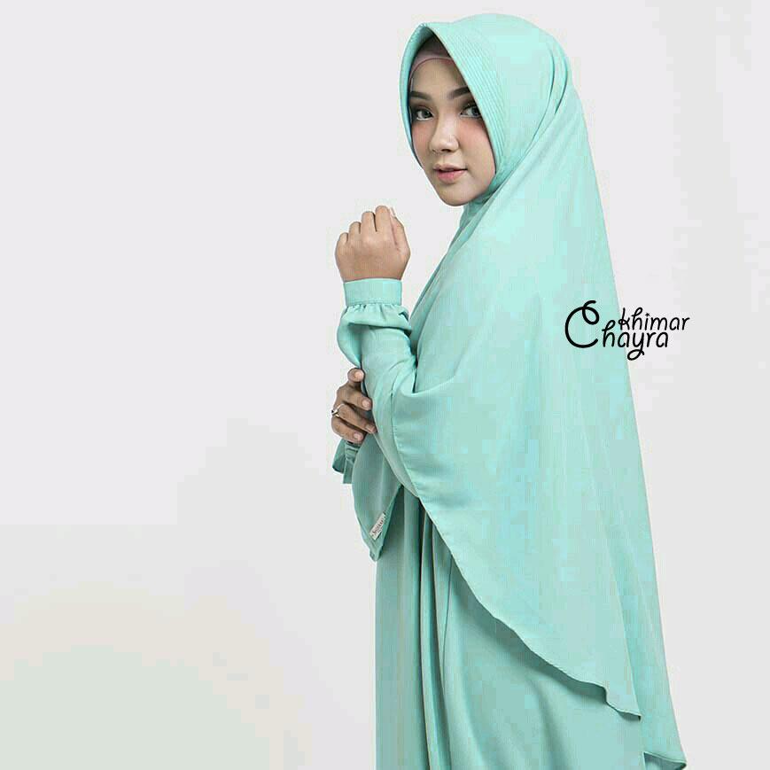 Khimar Cahrya Crepe Daimond Mint Motif Instan Layer Hijab Pashmina Cantik Promo Ootd Jilbab Hijabindonesia