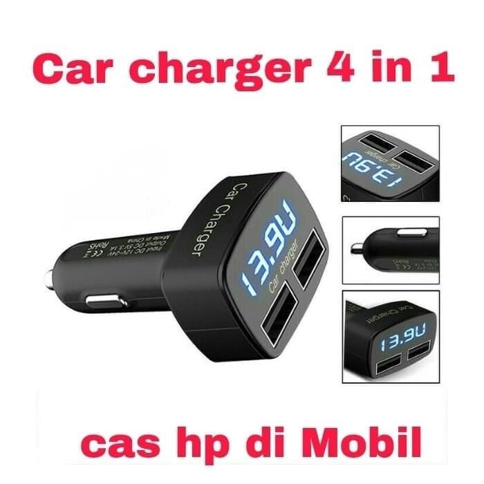 Harga Murah!! CHARGER HP MOBIL KUALITAS BAGUS / CHARGER 4 IN 1 / CAR CHARGER - ready stock