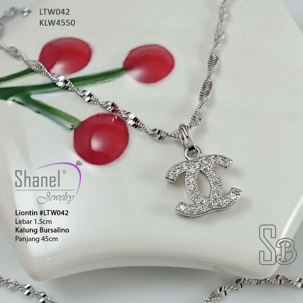 Kalung Bursalino set Liontin CHANEL perhiasan Lapis EMas Premium Quality LTW042