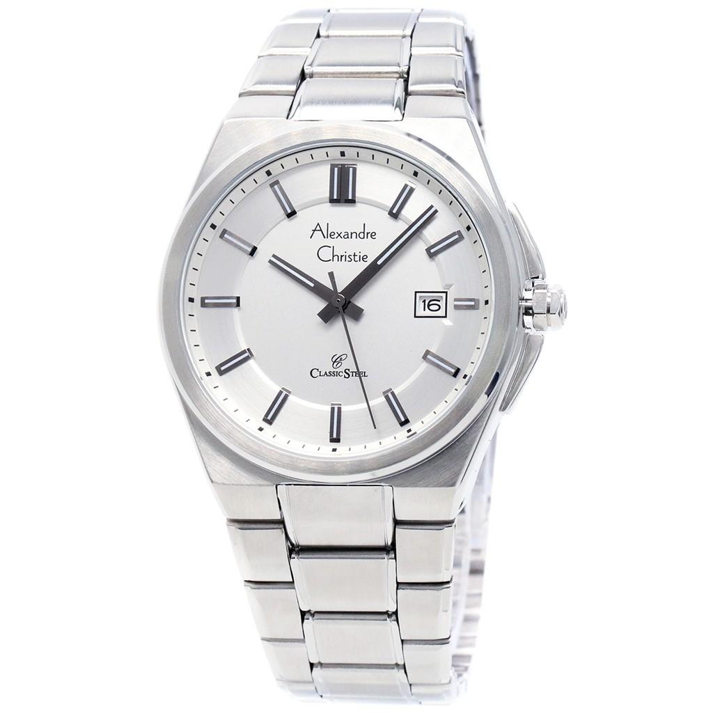 Alexandre Christie 8506 Putih Jam Tangan Pria Strap Stainless Steel Silver .