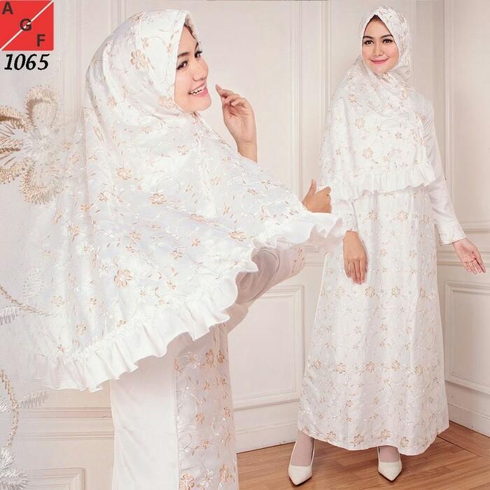 Baju Gamis Wanita/gamis putih/muslim satin #1065 STD