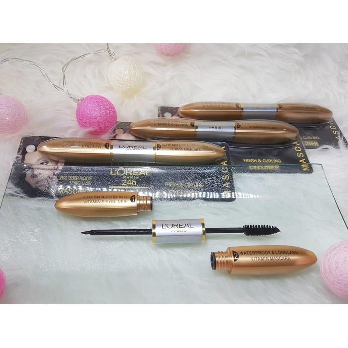 Dijual MASCEL LOREAL 2In1 Paris 24H Waterproof Mascara Eyeliner Duo Limited