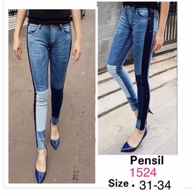 jeans wanita fashion model tempel