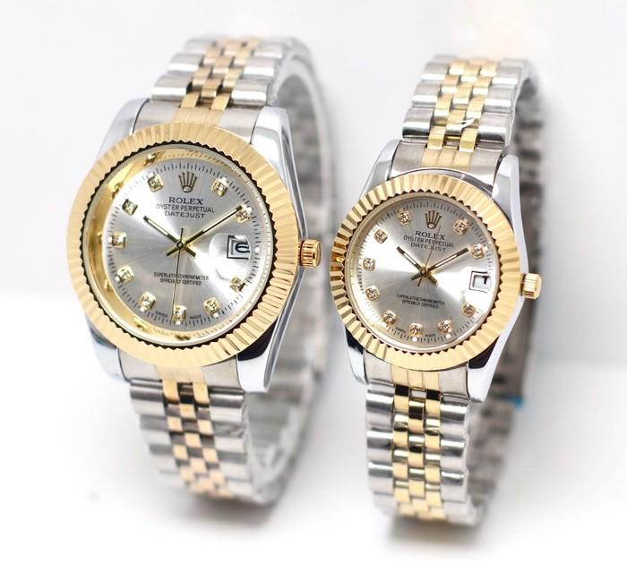 Jam tangan couple / Jam tangan couple murah / Jam tangan couple casio / Jam tangan couple keren / Jam tangan couple swiss army / Jam tangan couple original / Jam Tangan Rolex Couple Rantai Kombi Plat White Harga Sepasang DISKON MURAH!!!