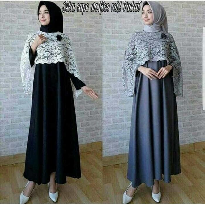 baju muslim wanita murah iska cape maxy dress gamis brokat gaun pesta