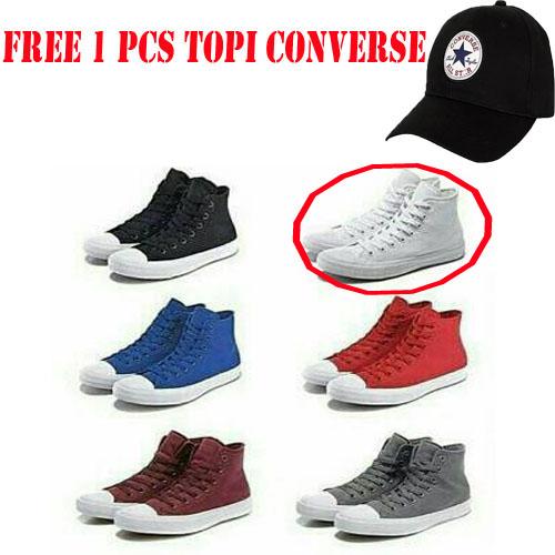 Sepatu Converse All Star-Polos-model tinggi-pria wanita(gratiss topi converse)