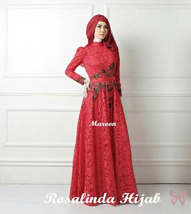 UC Dress Gamis Fitri Muslim / Kebaya / Syari Syar'i/ Baju Gamis Setelan Wanita 3 in 1 (salindaro) SS - Maroon