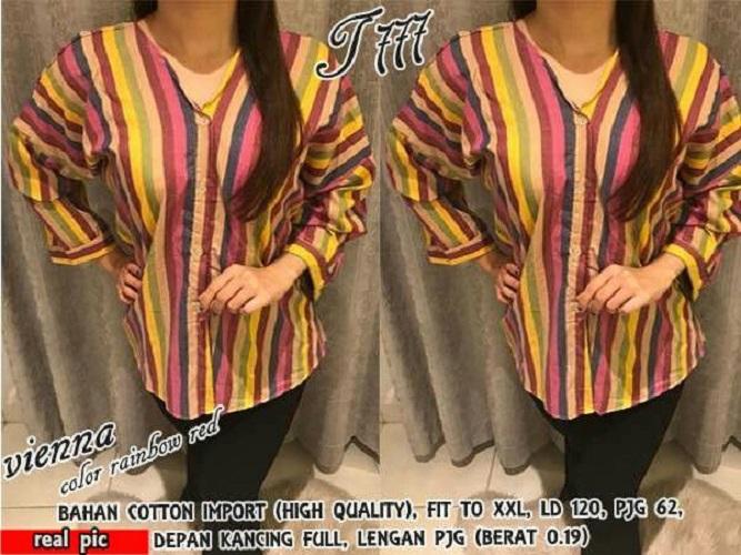 HRV Shop Kemeja Wanita Jumbo Vienna Rainbow / Baju Jumbo / Kemeja Jumbo / Big Size / Baju Jumbo Wanita / Baju Muslim Jumbo / Baju Ukuran Besar / XL / XXL / Baju Muslim / Tunik Jumbo