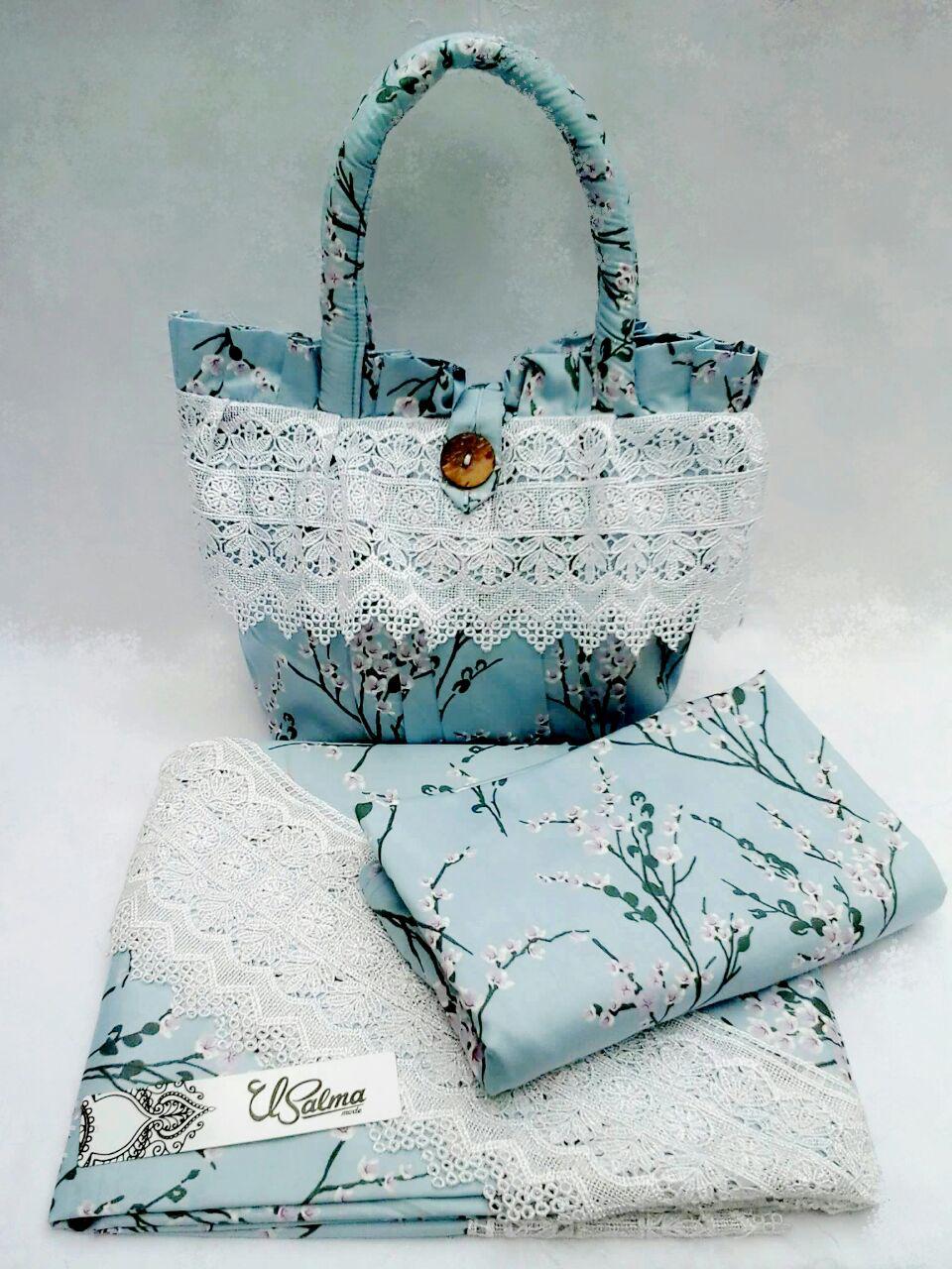 MUKENA EMERALD BLUE KATUN JEPANG ORI SIZE JUMBO