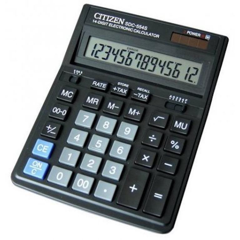 Citizen Kalkulator 14 Digit SDC - 554 Original - Hitam
