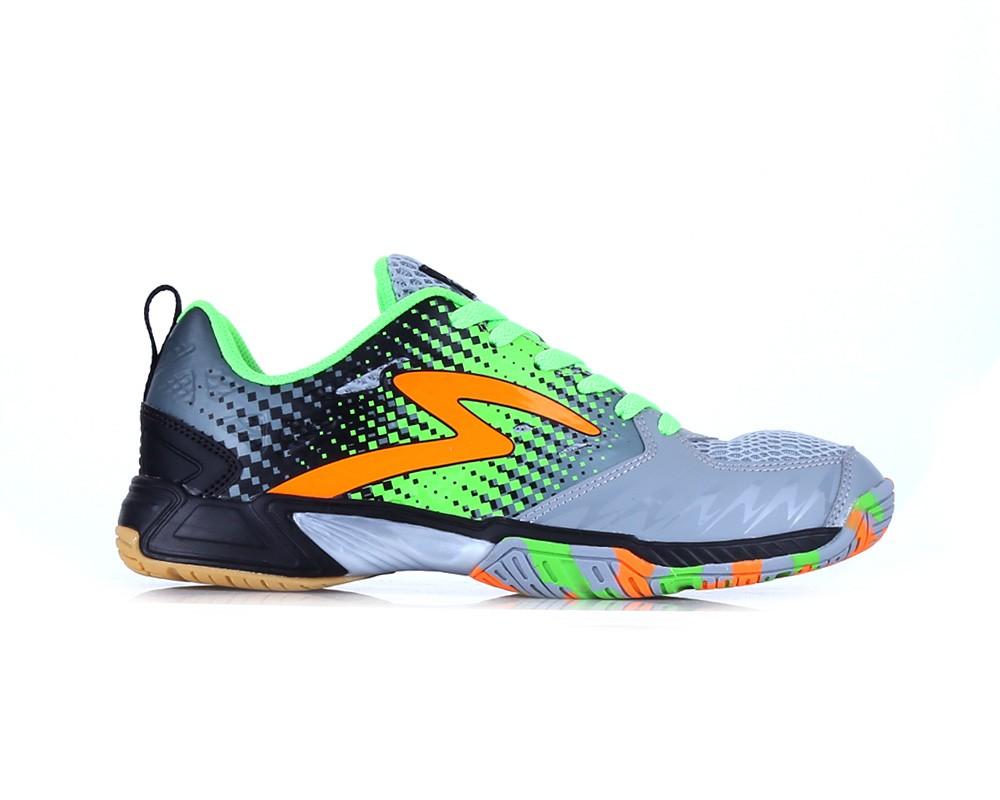 Sepatu Badminton Specs 700062 QUICKER - GRANITE/BLACK/OPAL GREEN/MANGO ORANGE