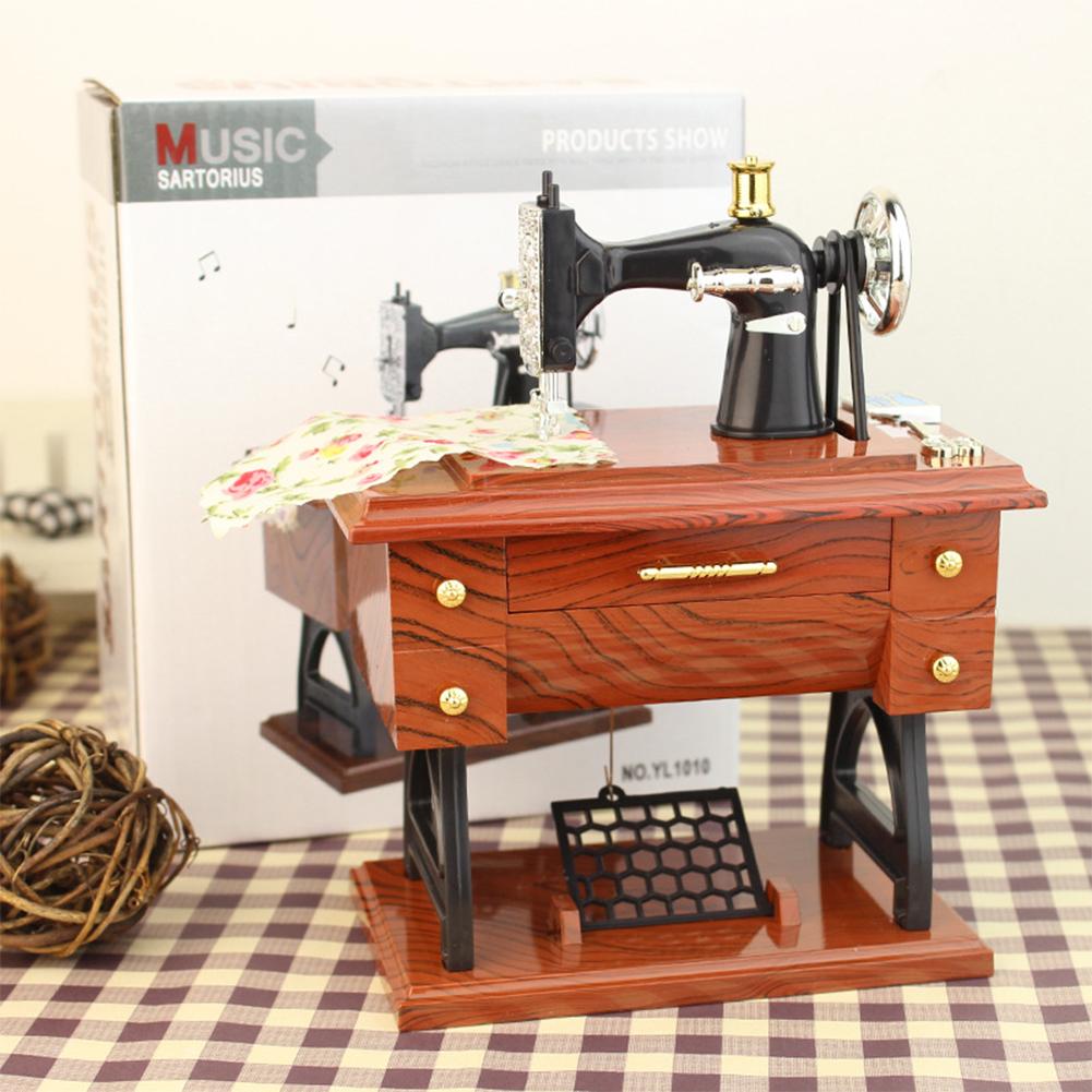 Vintage Simulasi Mesin Jahit Kotak Musik Retro Pedal Sartorius Sebagai Hiasan Hadiah A: 12*7.7*16 Cm