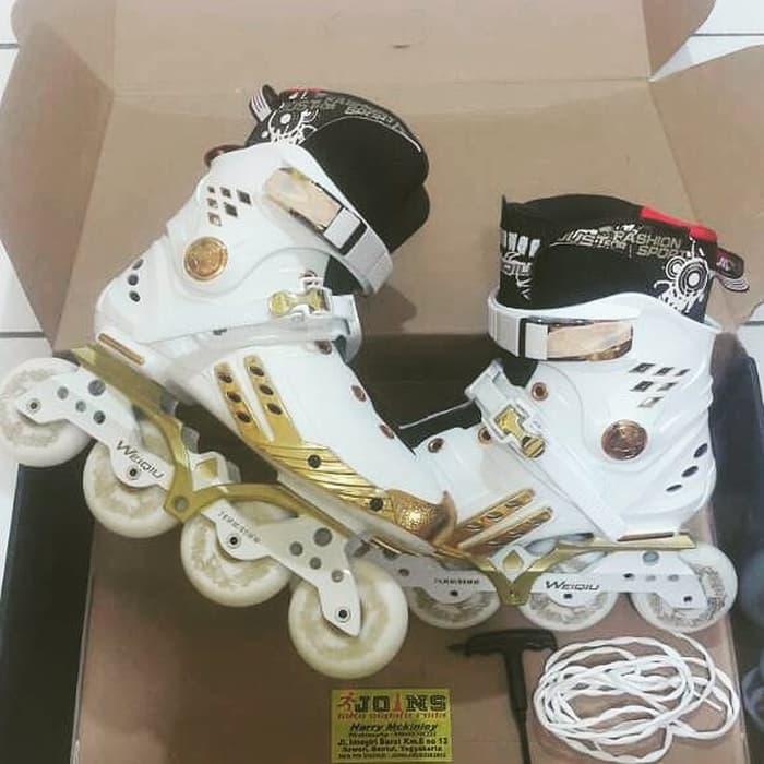 Harga Spesial!! Sepatu Roda | Inline Skate |Weiqiu Hybrid | White Gold - ready stock