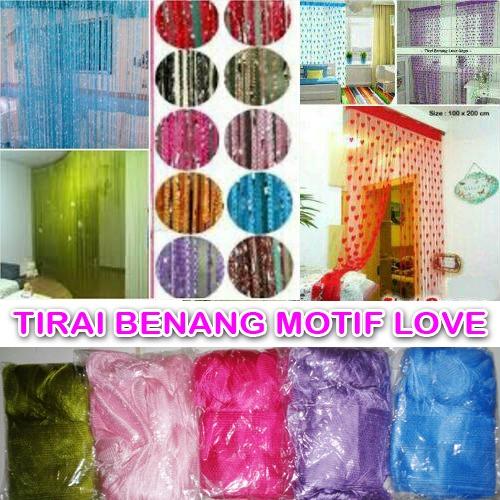 Tirai Benang Motif - love - Hati Korea Korean Gorden - Kelambu - Jendela (Pink tua Fanta)