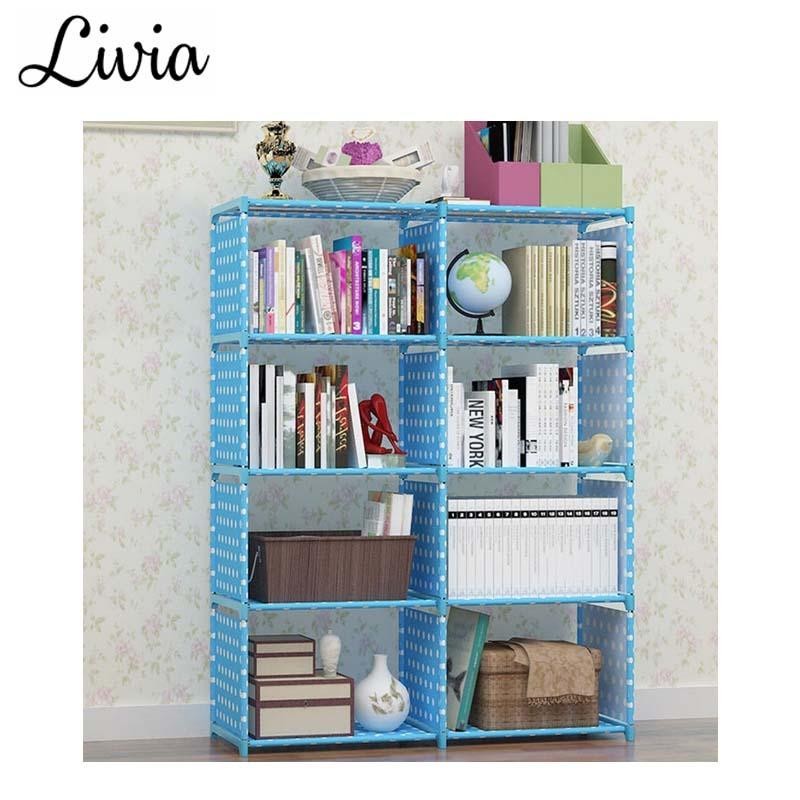 Livia Rak Buku Susun Portable 2 Sisi - Rak Serbaguna Minimalis - Lemari Buku 2 Sisi
