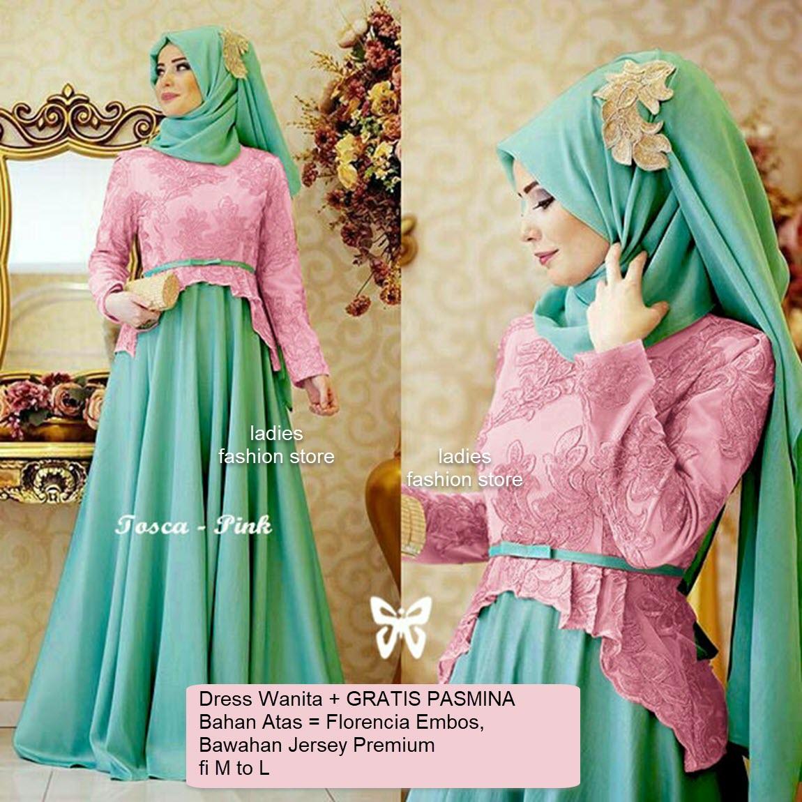 Gaun Pesta Wanita Muslimah GRATIS PASMINA / Gaun Muslim / Dress Gamis Remaja Muslimah / Hijab Muslim ABG Casual / Muslim Syari Syar'i Hijab / Busana Muslim Wanita / Dress Wanita Muslim Model Baru / Dress Gamis Modern / Gamis Adem (landayo) SS – PinkTosca
