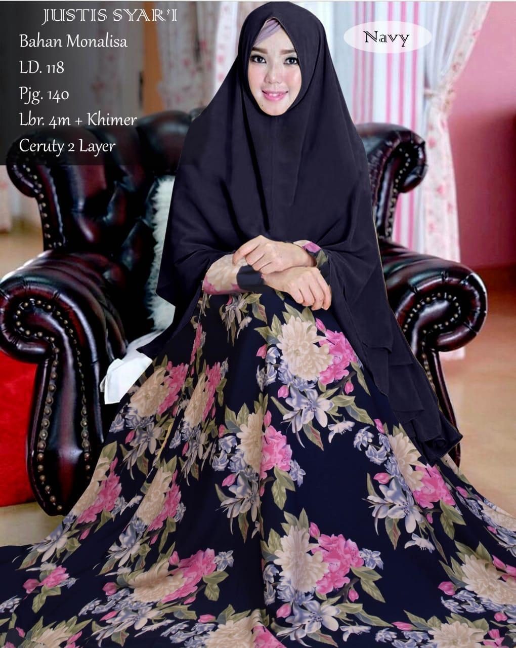 aufa collection gamis syari wanita/baju muslim wanita/gamis busui premium/gamis maxi dress Ld 118 cm pj 140 cm jumbo 1set baju sama khimar