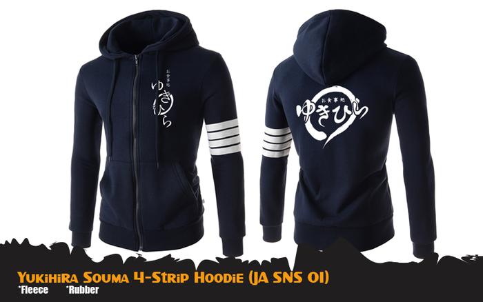 Harga Spesial!! Jaket Anime Shokugeki No Shouma 4 Strip Hoodie Blue Jaket Shouma - ready stock