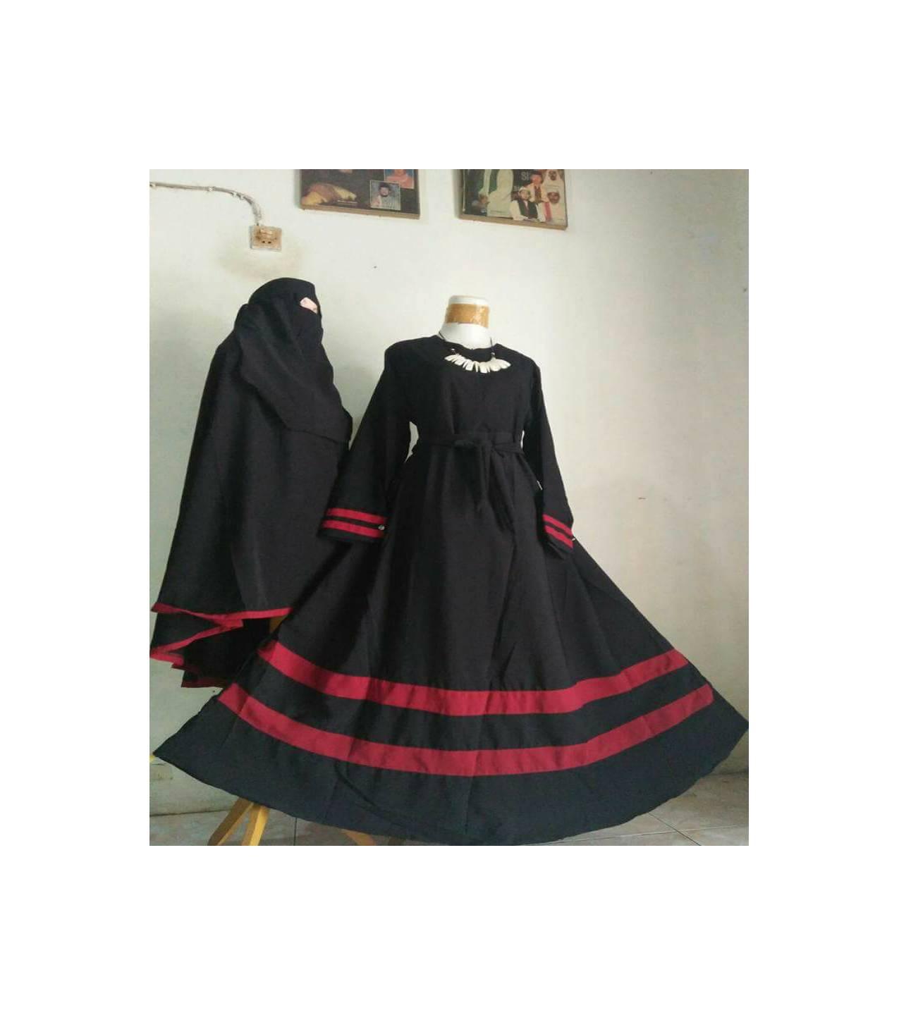 set gamis syari bahan wolfis set cadar bandana