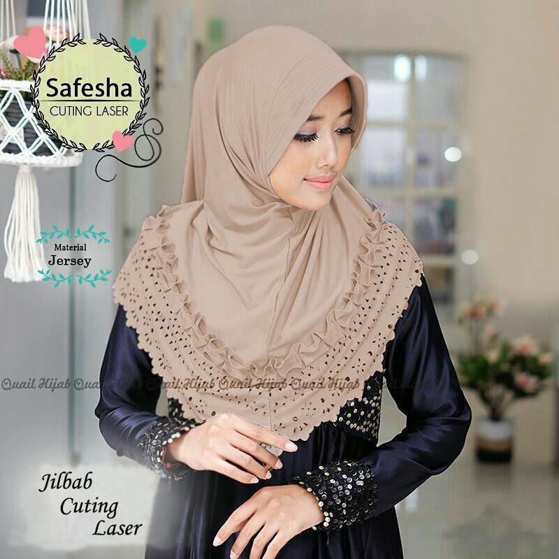 Jilbab Instan Safesa Cuting Laser Coksus / Khimar Syari / Murah Wanita / Hijab Instan / Mutiara Instan / Motif Hijab / Hijab Solo