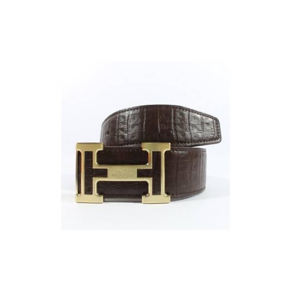 Gesper Ikat Pinggang Kulit Pria Import Hermes 215 Gold Brown