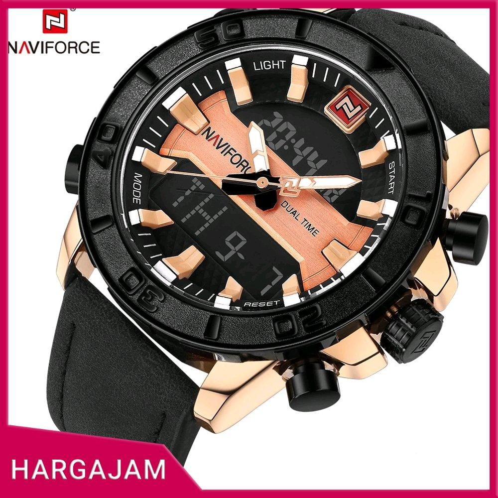 Anti Air - Jam Tangan Pria Original Naviforce Double Time Cowok Ori Anti Air Water Resist Proof Tali Kulit