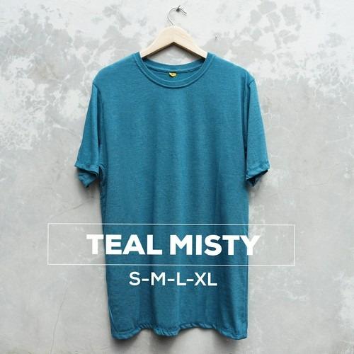 Baju Kaos Polos Oblong Bandung Teal Misty Pria Wanita