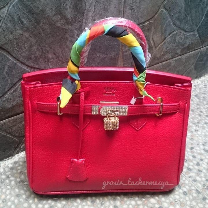 tas artis hermes birkin kulit jeruk- merah