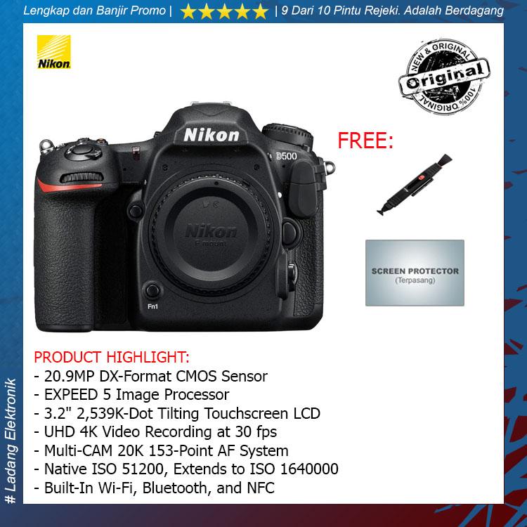 Nikon D500 Kamera DSLR Body Only (Free Aksesories Kamera) - Hitam / Garansi Distributor 1 Tahun