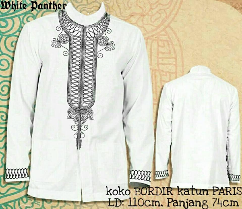 legiONshop-kemeja muslim pria koko terbaru muslim wear baju muslim koko pria PANTHER (motif bordir tebal)