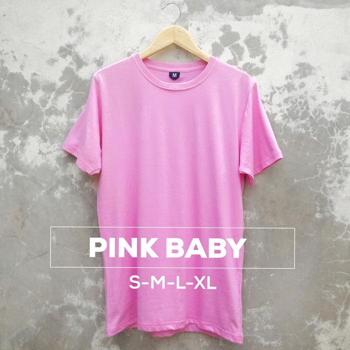 Baju Kaos Polos Oblong Bandung PINK BABY Merah Muda Cewek Cowok