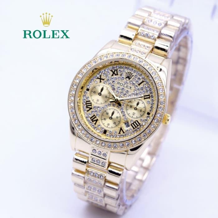Jam Tangan Wanita / Cewek Rolex Ladies Roms Rantai Gold