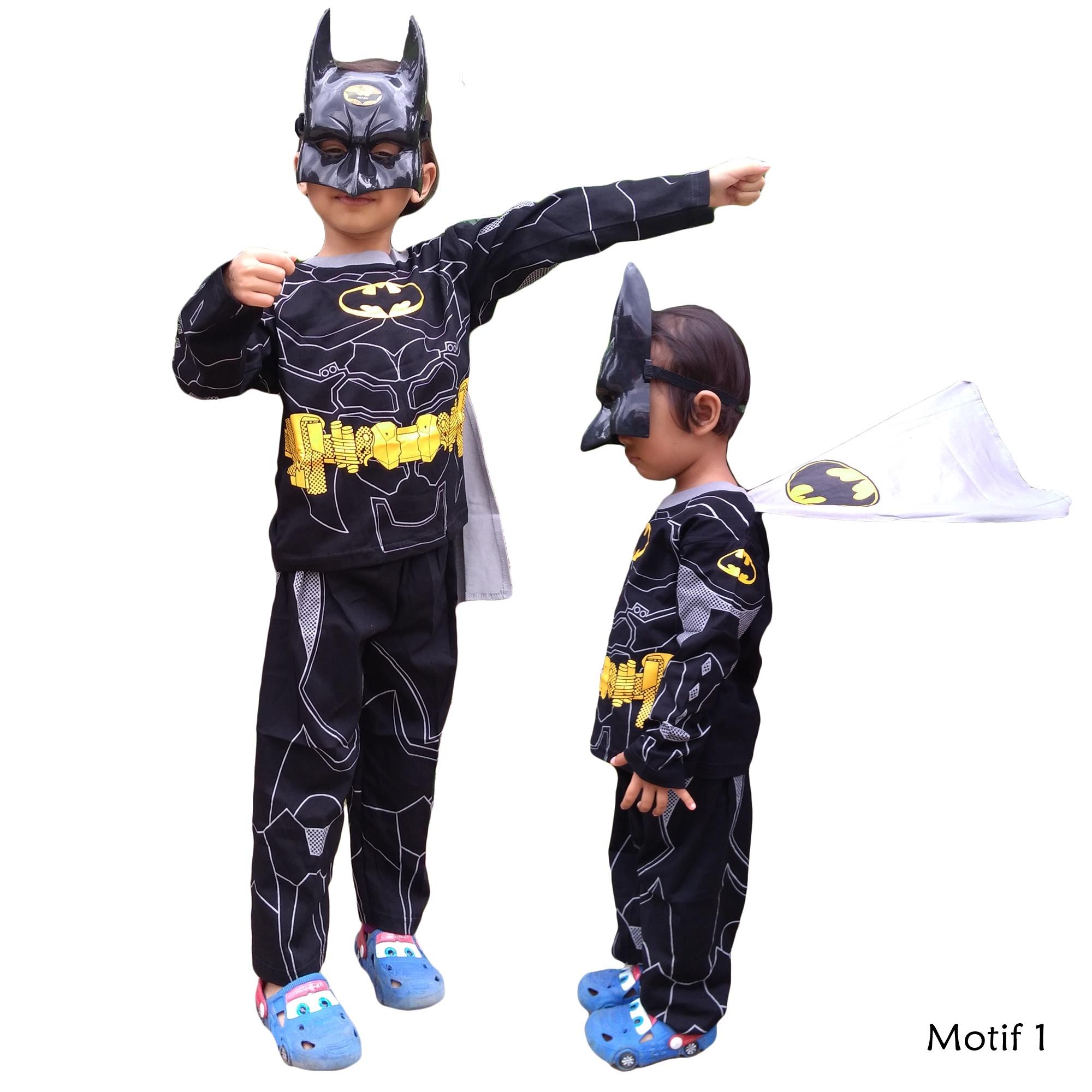 HM BAJU ANAK SETELAN BATMAN TOPENG KOSTUM ANAK