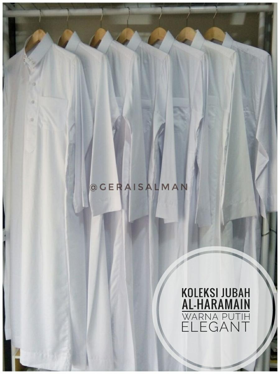 Gamis/Jubah Pria Al Haramain ASLI SAUDI/ Warna Putih / GRATIS PECI