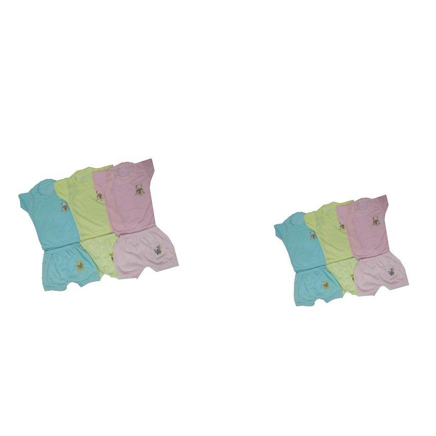BAYIe - 6 SET Setelan Baju Bayi Lengan Pendek + Celana Pendek Warna LILY umur 0-6 bulan/baju santai/celana santai/celana rumah/anak laki-laki/anak perempuan