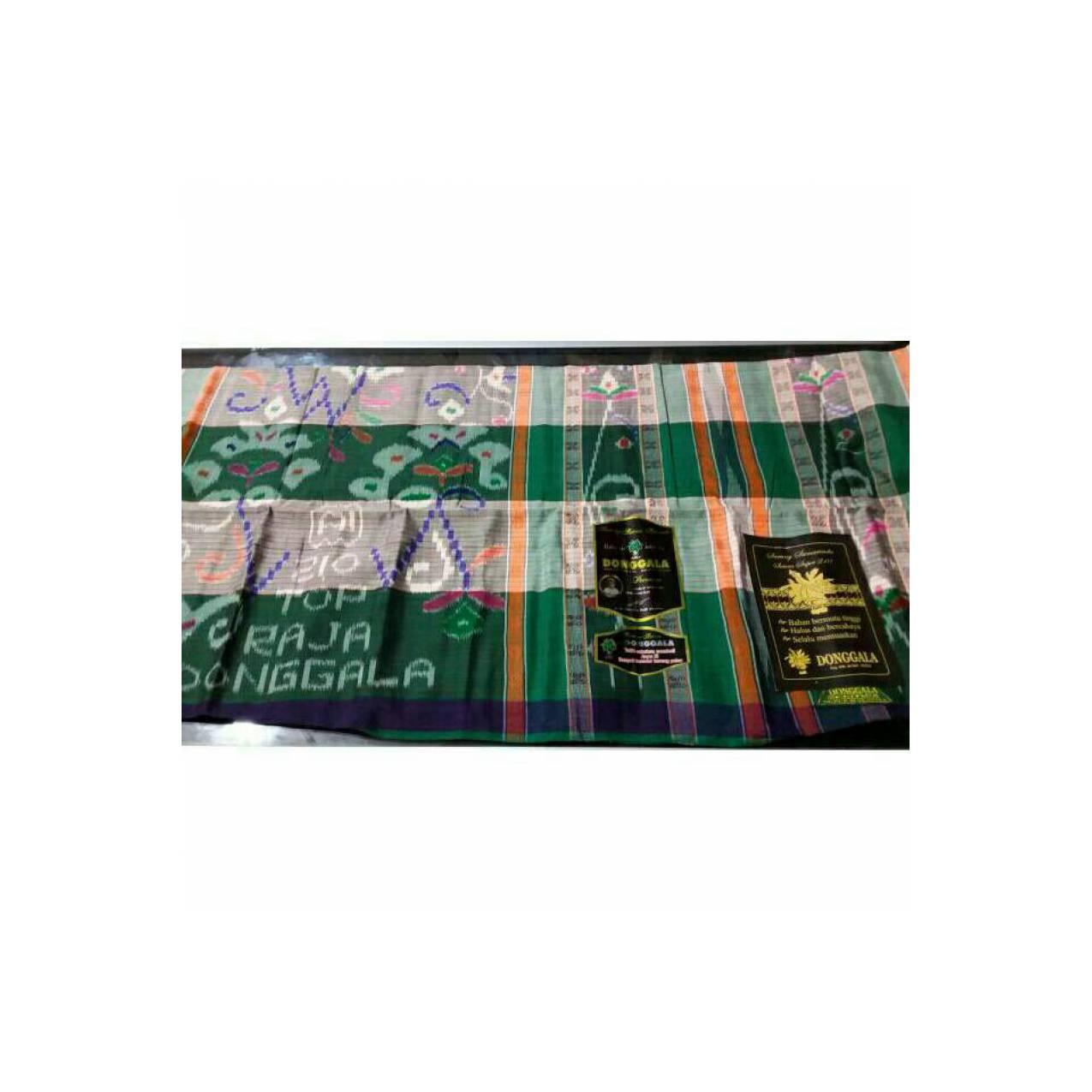 sarung top raja donggala kotak songket hijau tua