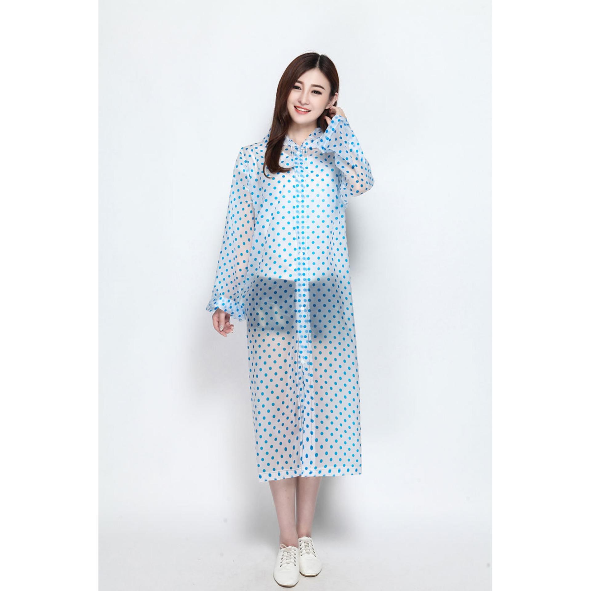 Jas Hujan Korea Polkadot Raincoat Poncho Ponco - Murah