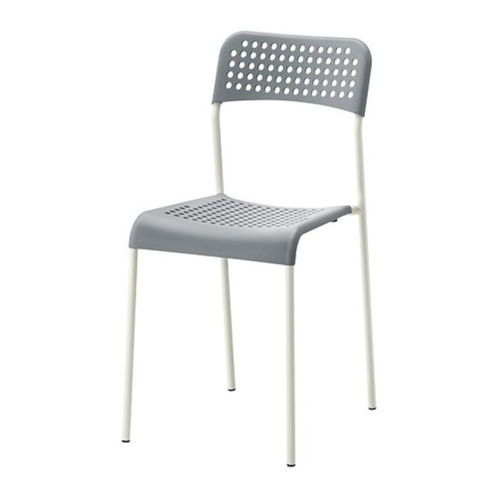 IKEA ADDE Kursi, abu-abu, putih