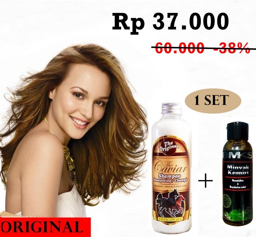 Shampoo Caviar Shampo Kuda BPOM + Free BMKS Minyak Kemiri Penyubur dan Penghitam Rambut BPOM - 100ml Perawatan Rambut anti rontok solusi rambut botak