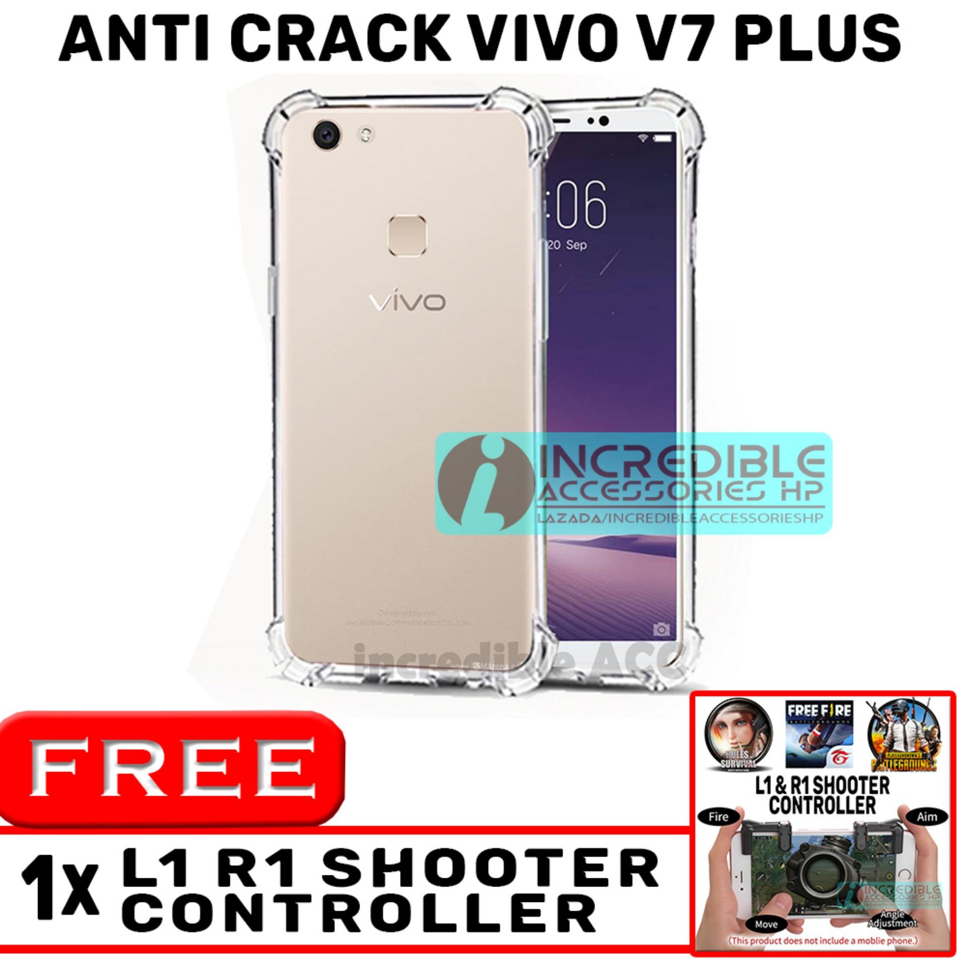 Anti Crack for Vivo V7 Plus Softcase Elegant Anti Shock Jelly Case - Bening + Free PUBG Mobile L1 R1 Shooter Controller
