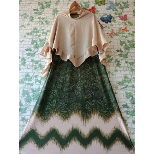 Gamis misbee misbe motif 717 set kerudung khimar bubblepop syari murah dress hijab busana muslim (Coklat ecer 1-2)