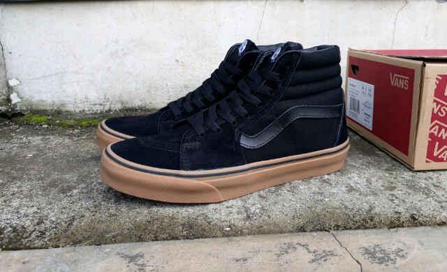 Promo Sepatu Pria Vans Sk8 High Black Sol Gum IMPORT Casual Sneakers Kuliah Diskon