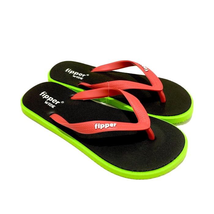 Promo: Sandal Fipper Wide Black Green Red - ready stock