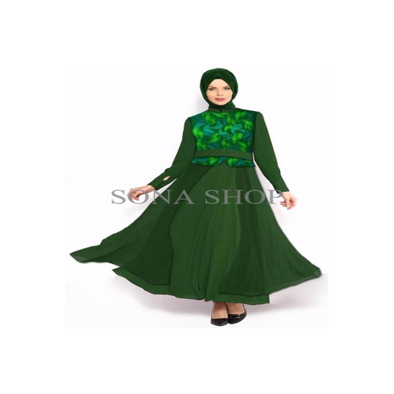 Gamis Pesta Abaya Syari Hijau Big Size (S-6xl) H4DV