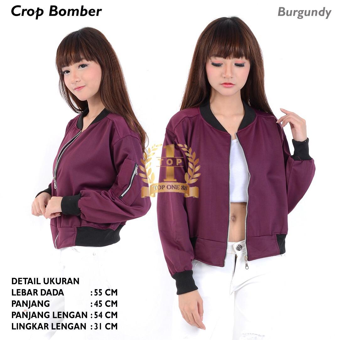 TopOne88 Crop Bomber Jaket (Burgjndy)