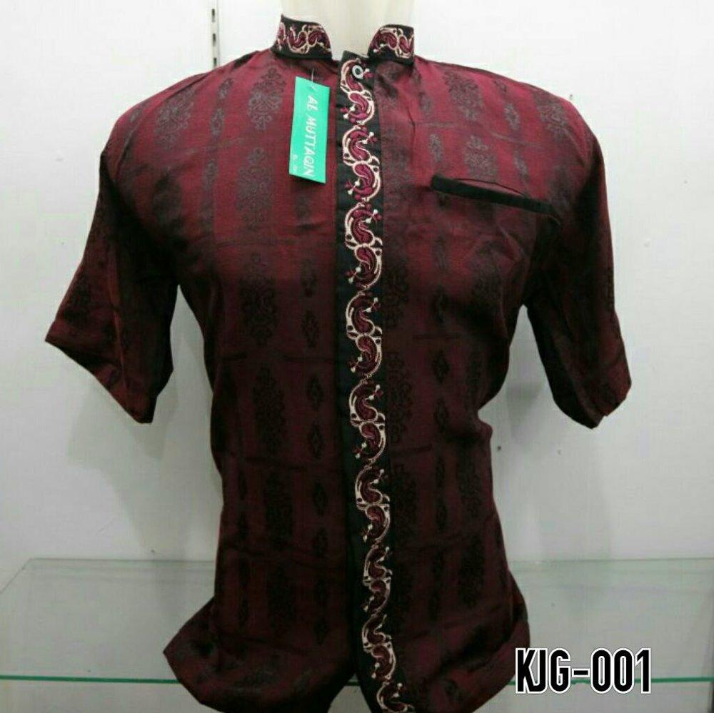 Busana Muslim Kemeja Koko Baju Pria Muslim Gamis Pria Baju Koko Bordir Lengan Pendek Al Muttaqin KJG 001 di lapak Al Muttaqin Collection produsenbajukoko