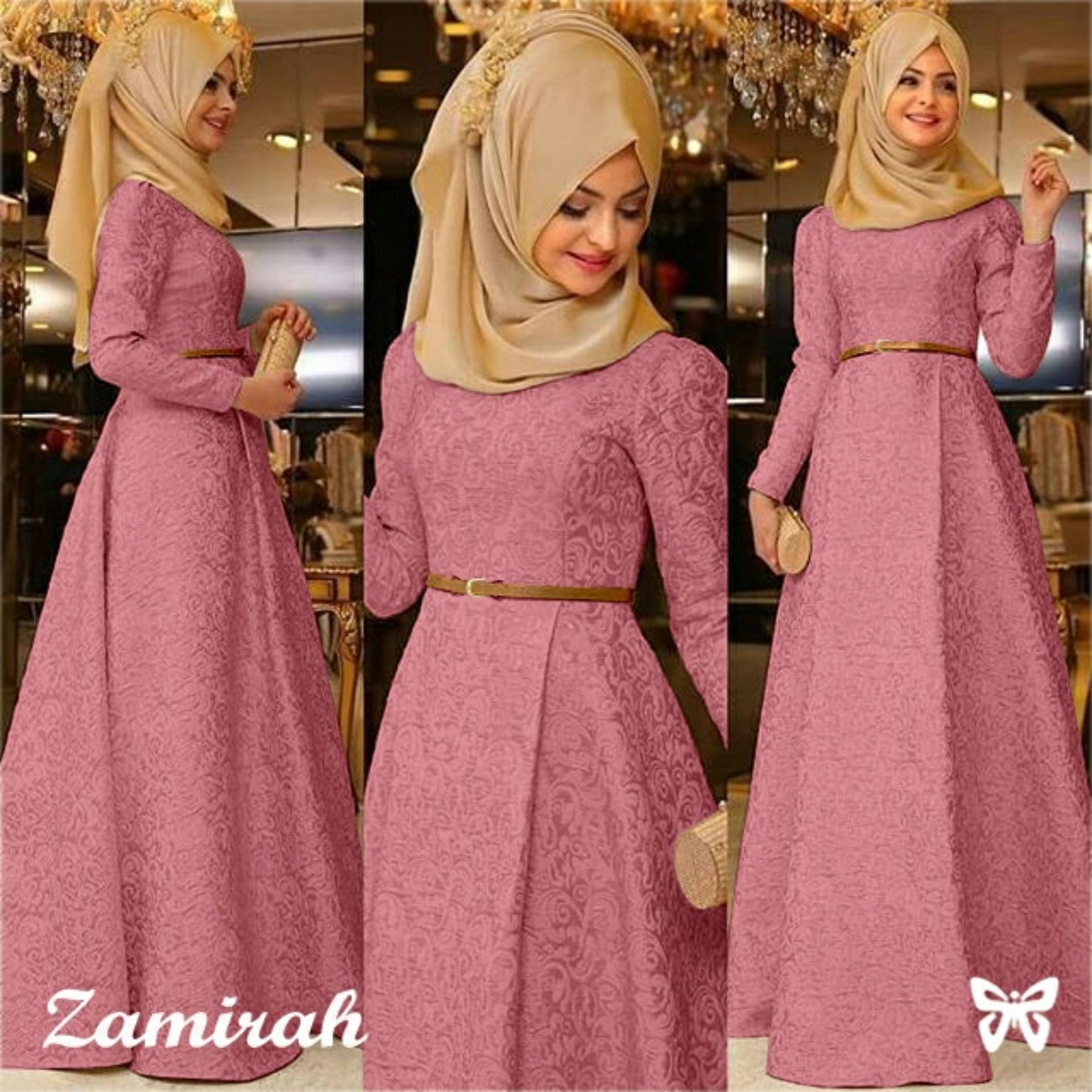 UC Dress Gamis Muslim Mirah / Hijab Muslim / Muslim Syari Hijab Syar'i / Busana Muslimah / Kebaya Modern Lebaran (Mirahza)  SS - Dusty Pink / Gaun Pesta Lengan panjang 2018