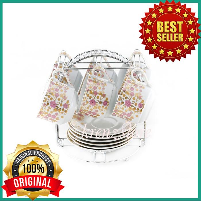Tea Set Vicenza Cangkir & Lepek 13 Buah - B671 - 6Rre5e